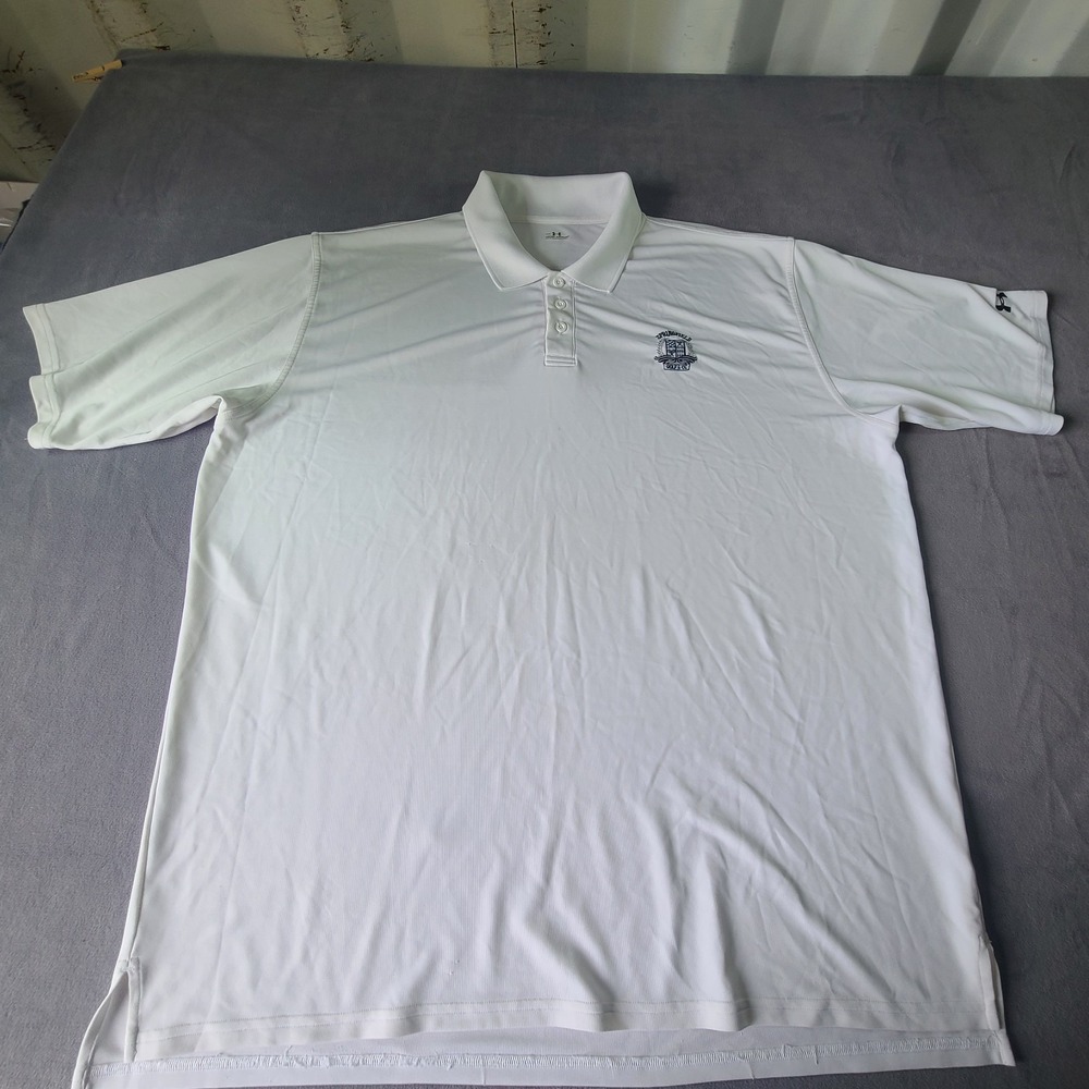 Under Armour Springfield Golf White Polo Shirt XXL Loose Fit 29x34